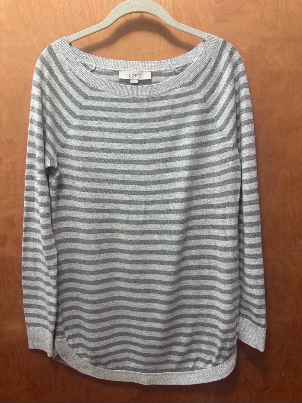 Bundle 4 $10 items for $30 LOFT Light Gray Medium Gray Striped Boatneck Sweater